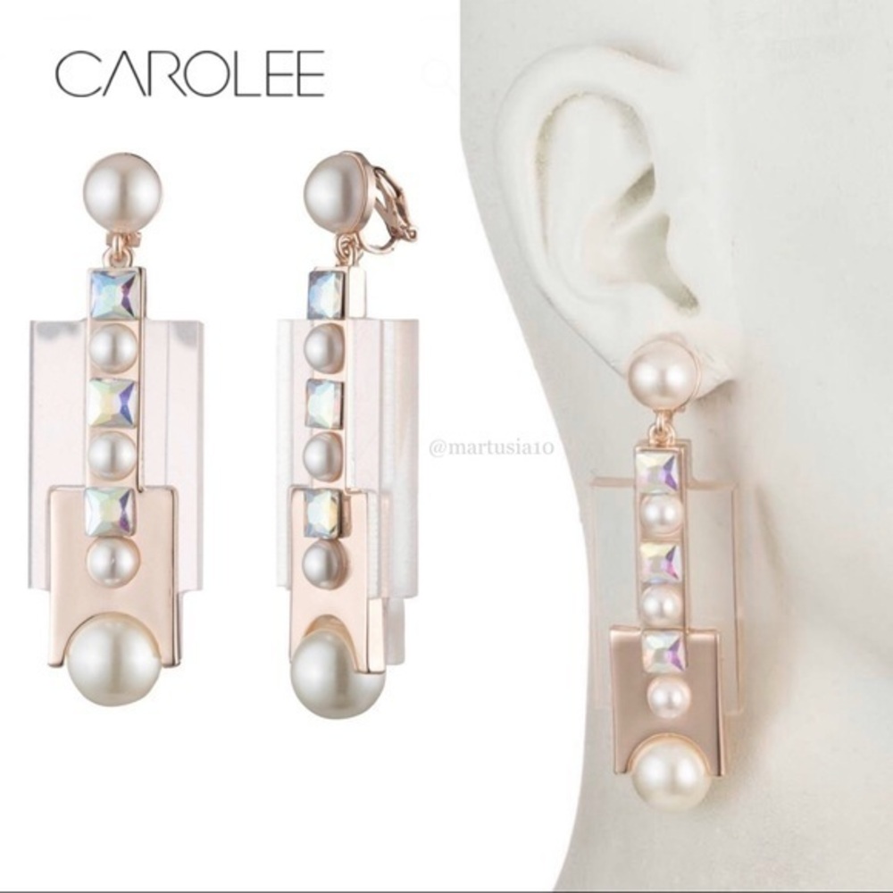 Carolee Roisin Clip Resin Double Drop Earring